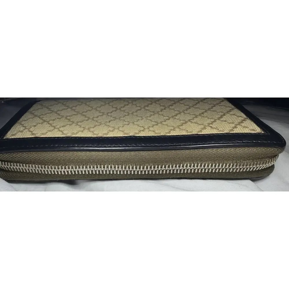 Gucci Bamboo Tassel Zip Around Wallet Beige Canvas Leather Vintage Authentic - Picture 9 of 16